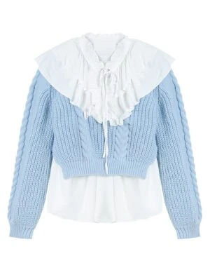 Blue Retro Ruffled Sweater | Yuna - ITZY