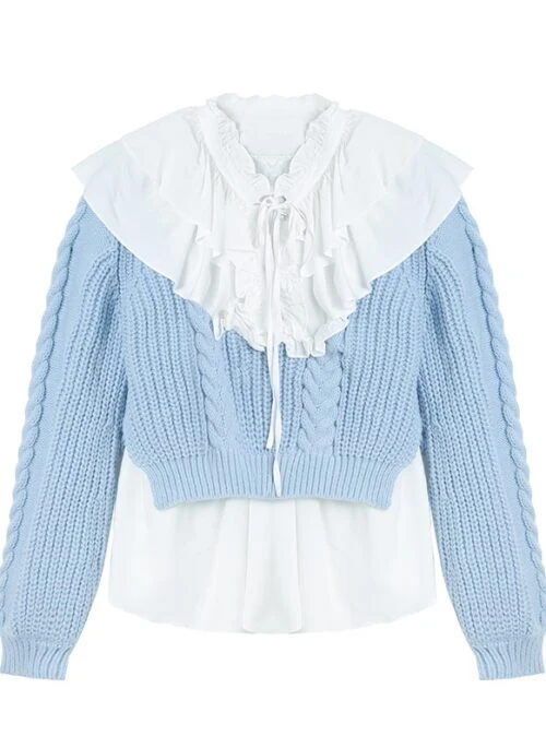 Blue Retro Ruffled Sweater | Yuna – ITZY