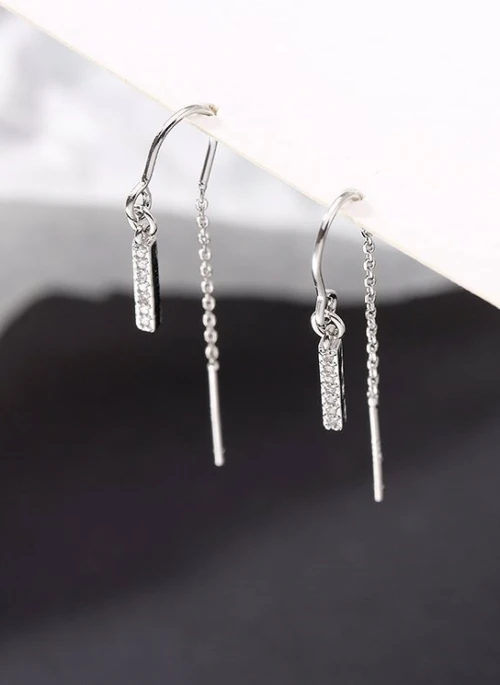 Silver Crystal Bar Drop Earrings | Kim Mi So – What’s Wrong With Secretary Kim