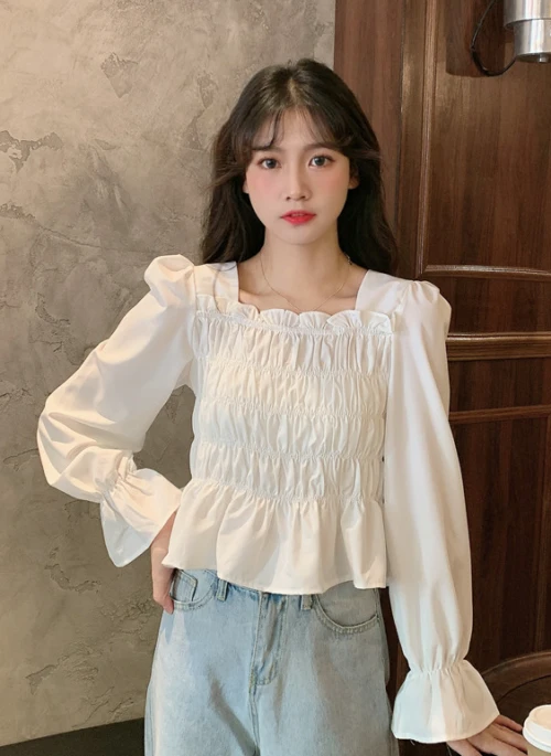 White Ruffled Square Neck Top | E:U – Everglow