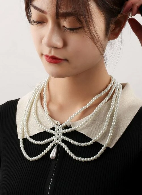 White Pearl Four-Layered Necklace | Irene – Red Velvet