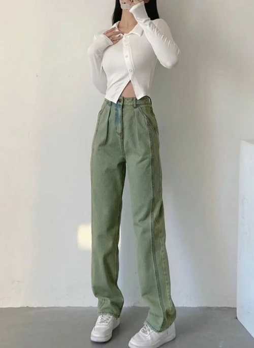 Green Acid-Washed Jeans | Hong Du Sik – Hometown Cha-Cha-Cha