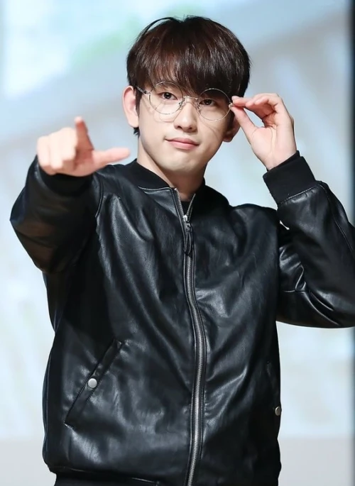 Black Synthetic Leather Bomber Jacket | Jinyoung – GOT7