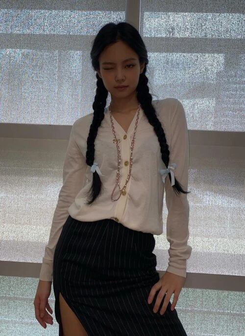 Blue Velvet Bow Hair Tie | Jennie – BlackPink