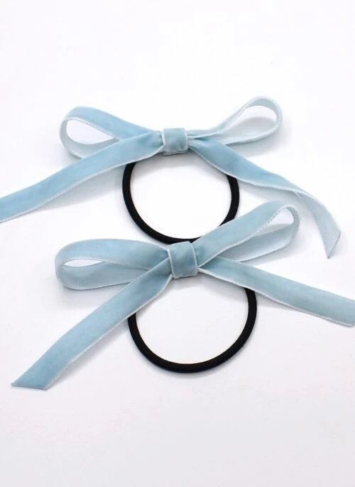 Blue Velvet Bow Hair Tie | Jennie – BlackPink