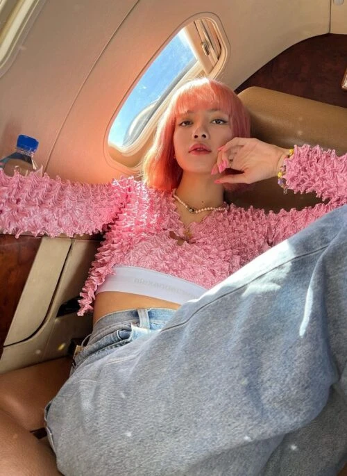 Pink Crumpled Style Open Cardigan | Lisa - BlackPink