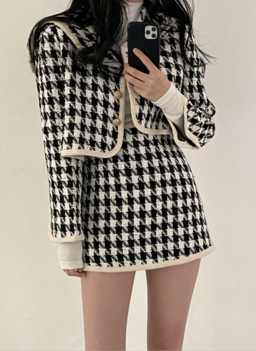 White And Black Tweed Mini Skirt | Miyeon – (G)-IDLE