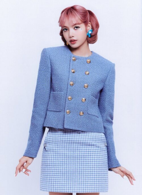 Blue Double-Breasted Tweed Jacket | Lisa – BlackPink