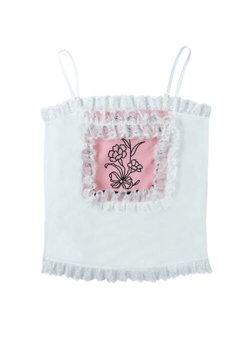 White Lace Flower Camisole | Hyuna