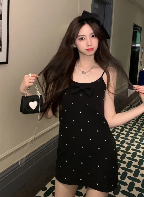 Black Crystal Sling Dress | Solar – Mamamoo