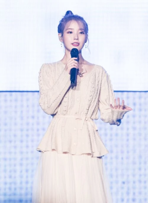 Beige Cute Lace Ruffled Skirt | IU