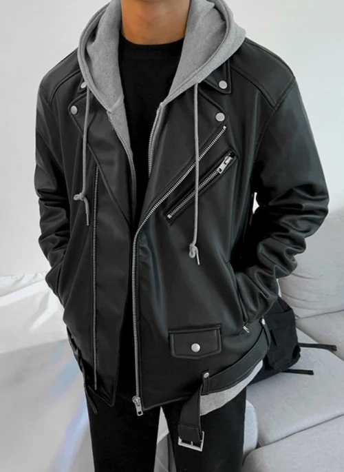 Black Faux Leather Biker Jacket | Bang Chan – Stray Kids