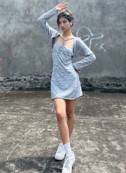 Grey Variegated Sling Dress | Gahyeon – Dreamcatcher