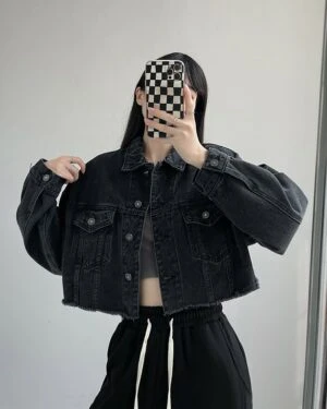 Black Cropped Denim Jacket | Jennie - BlackPink