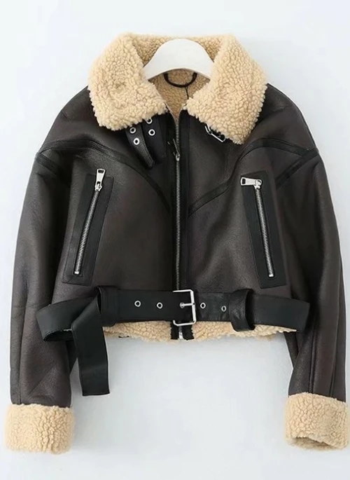 Black Faux Leather Motorcyle Jacket With Fur Details | Moonbyul – Mamamoo