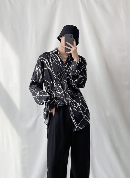 Black Loose Button-Down Shirt | San – ATEEZ