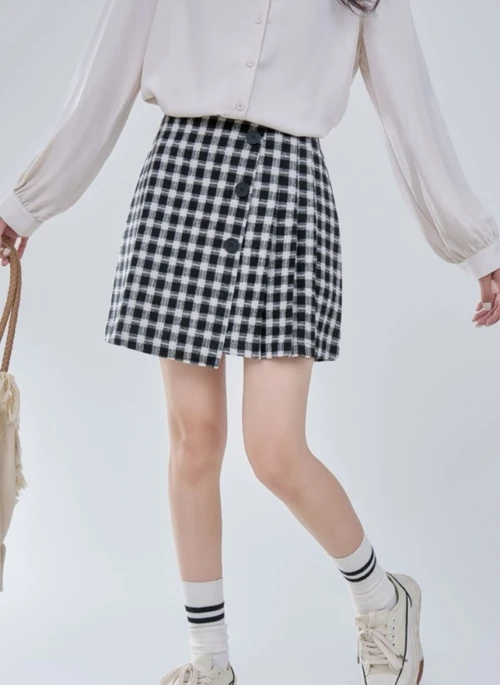 Blue Plaid Layered Midi Skirt | Joy - Red Velvet - Fashion Chingu