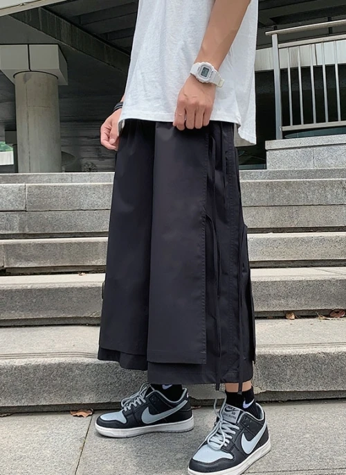 Black Layered  Ribbon Pants