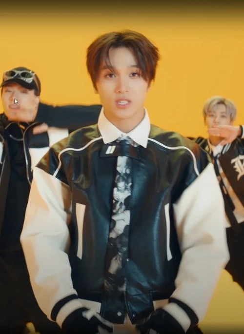 Black Faux Leather Bomber Jacket | Haechan – NCT