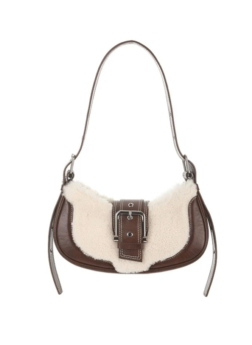 Brown And White Fur Faux Leather Bag | Shuhua – (G)I-DLE