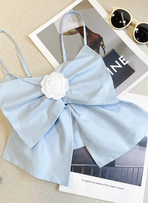 Sky Blue Big Ribbon Crop Top | Jennie – BlackPink