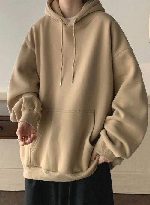 Beige Oversized Kangaroo Pocket Hoodie | Jin – BTS