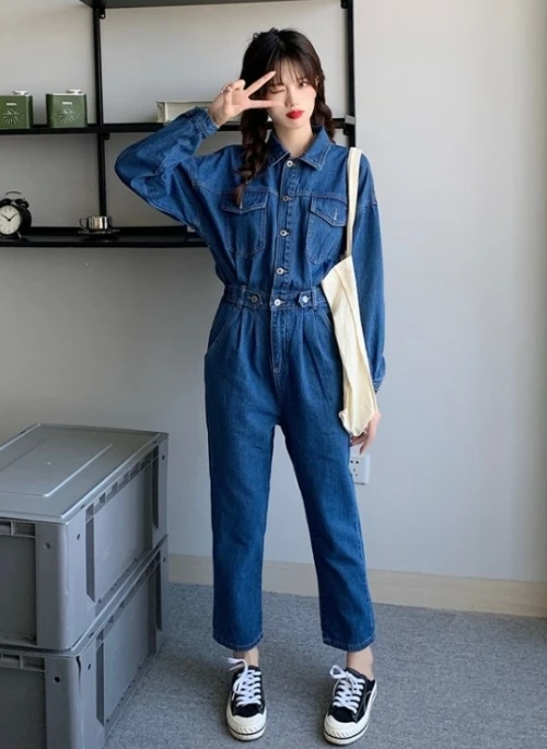 Blue Loose Denim Jumpsuit | Choi Woong – Our Beloved Summer