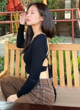 Black Open Back Cardigan | Jennie – BlackPink