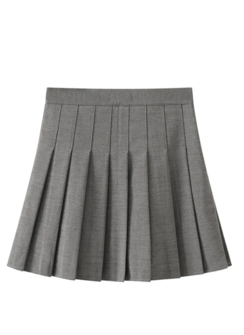 Grey Pleated School Style Skirt | Lisa – BlackPink