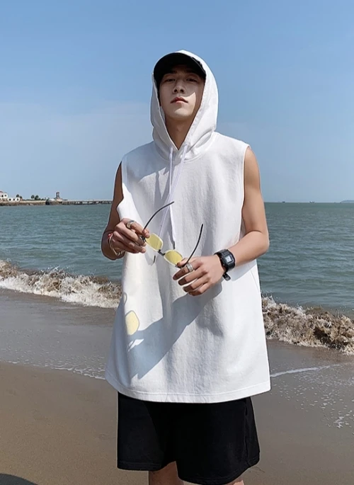 White Sleeveless Vest Hoodie | Dino – Seventeen