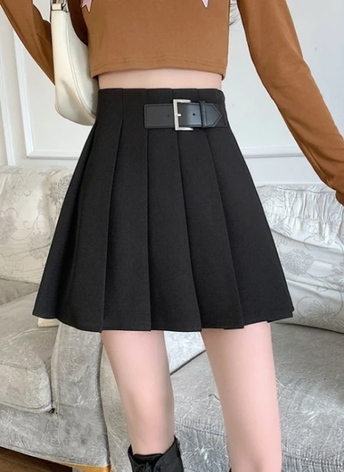 Black Buckled Pleats School Girl Skirt | Jihyo – Twice