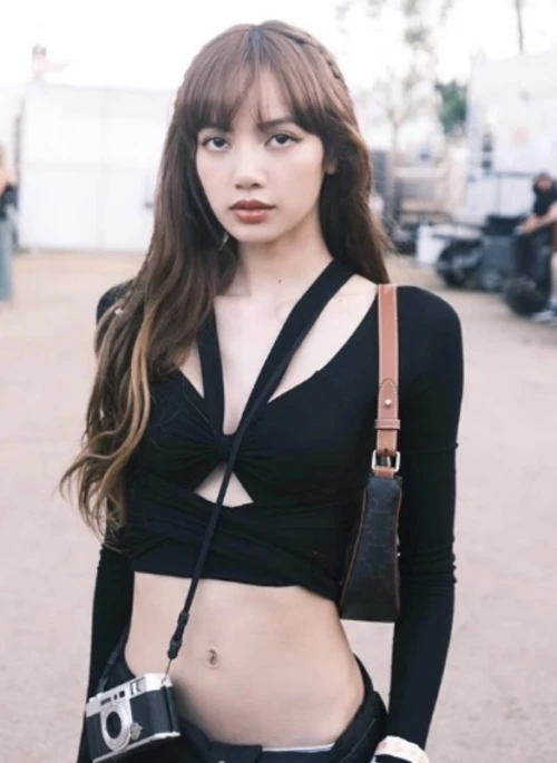 Black Hollow Long Sleeve Crop Top | Lisa – BlackPink