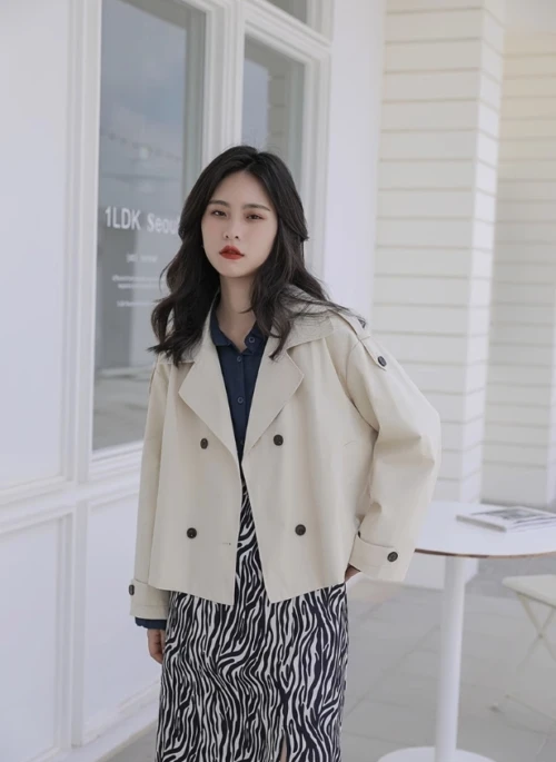 Beige Double-Breasted Jacket | Yu Na Bi – Nevertheless