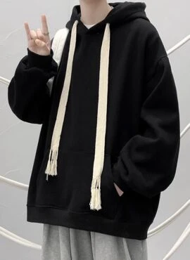 Black Thick Strings Oversized Hoodie | J-Hope – BTS