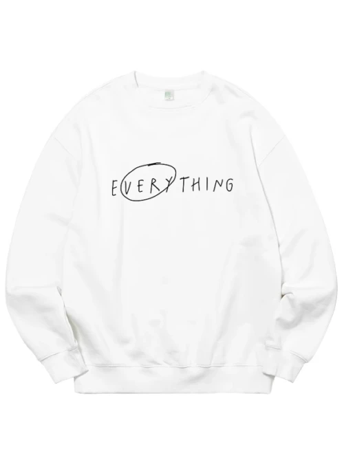 White “Everything” Print Sweatshirt | D.O. – EXO