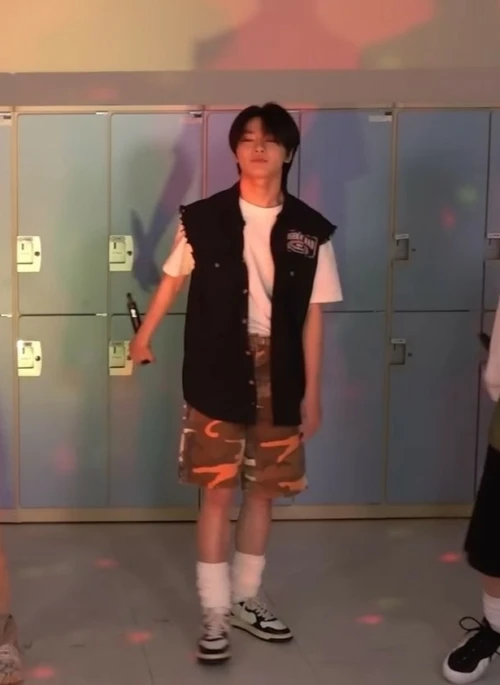 Orange Camouflage Shorts | Jeongin – Stray Kids