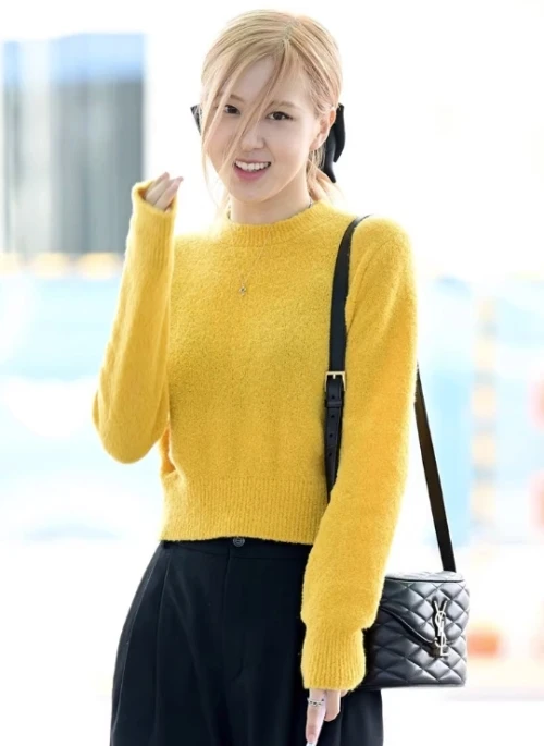 Yellow Crew Neck Knit Sweater | Rose – BlackPink