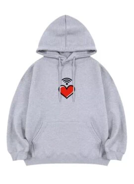 Grey Heart Printed Hoodie | Seungmin – Stray Kids