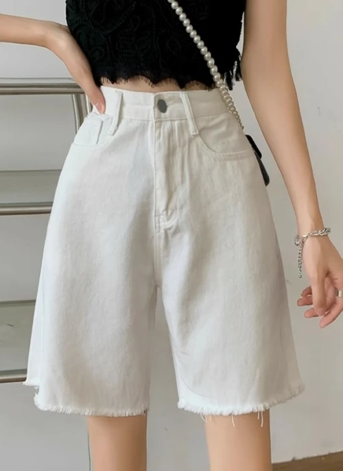 White Mid-Length Denim Shorts | Ryujin – ITZY