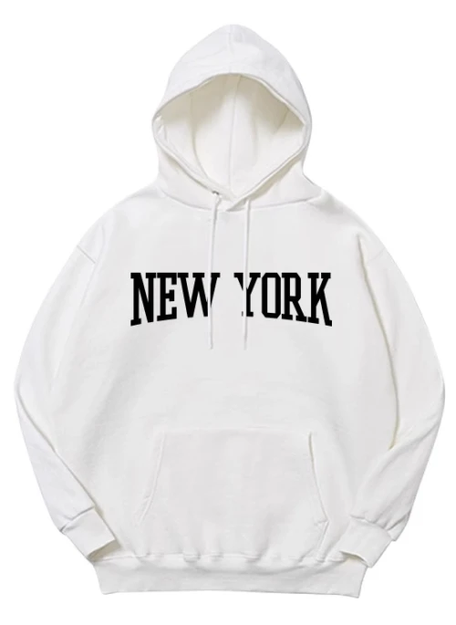 White New York Print Hoodie | Hyunjin – Stray Kids