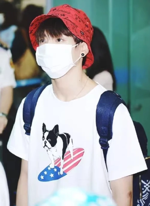 White Surfing Dog Printed T-Shirt | Jungkook – BTS