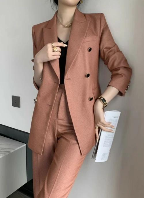 Orange Double-Breasted Suit Blazer Jacket | Won In Jae – Start-Up