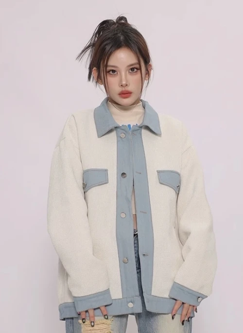 White Collared Jacket With Denim Details | Soobin – TXT