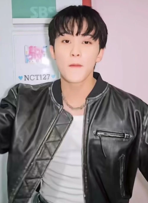 Black Faux Leather Cropped Bomber Jacket | Mark – NCT