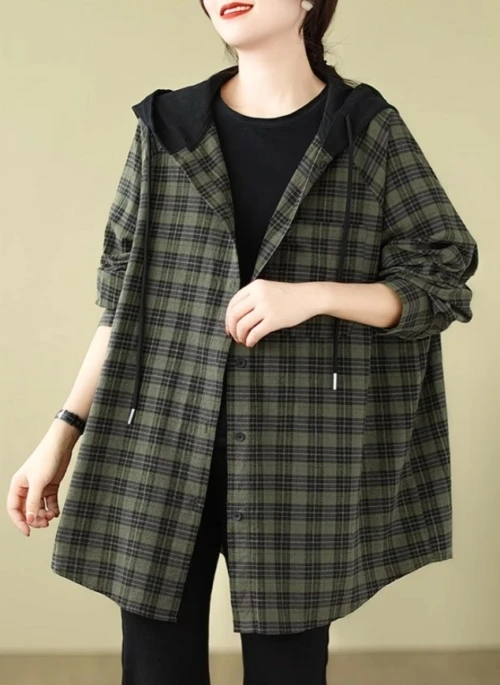 Green Plaid  Shirt With Black Hood | Jungkook – BTS