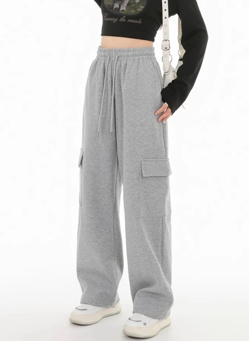 Grey Cargo-Style Jogger Pants | Rose – BlackPink