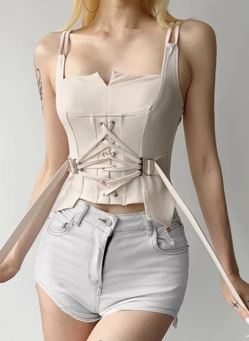 White Buckled Corset Top | Hinata – XG