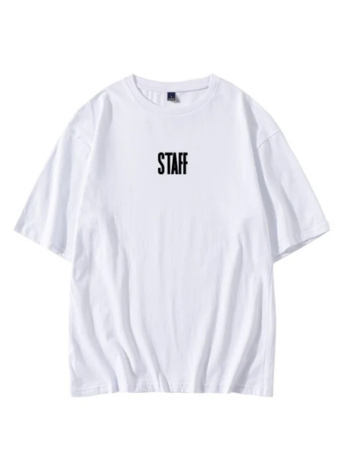 White “Staff” Printed T-Shirt | Jin – BTS