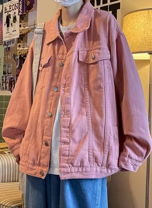 Pink Denim Oversized Jacket | Changbin – Stray Kids