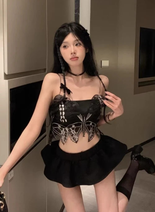 Black Butterfly Crop Top | Yoohyeon – Dreamcatcher